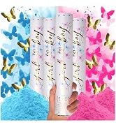 PrimePure Gender Reveal Confetti Cannon - Biodegradable Powder & Butterfly Confetti Popper - Pink...