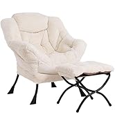 LITA Lazy Chair with Ottoman, Modern Lounge Accent Chair with Armrests and a Side Pocket, Leisure...