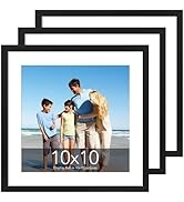 TWING 10x10 Picture Frames 3 Pack, Black 8x8 Frames Display Picture 8x8 with Mat, Square Family P...