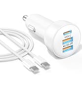 3-Port USB C Car Charger for iPhone 17/Air/16/16e/15 Pro Max Plus, 70W Fast Charging USB-C&A Car ...