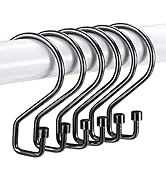 Goowin Shower Curtain Hooks, 12 Pcs S Shape Shower Curtain Rings, Rustproof Black Shower Curtain ...