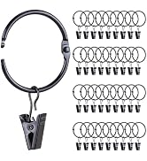 36 Pack Openable Metal Curtain Rings with Clips | 1.26 Inch Interior Diameter, Fits 0.5-1" Rod, H...