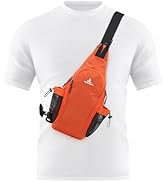 Peicees Small Sling Bag with 2 Bottle Holders, Sling Backpack Crossbody Bag Chest Daypack for Dai...