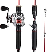 Sougayilang Baitcaster Combo, 2Pc Baitcasting Fishing Rod and Reel Combo, Twin-Tip M/MH Fishing P...