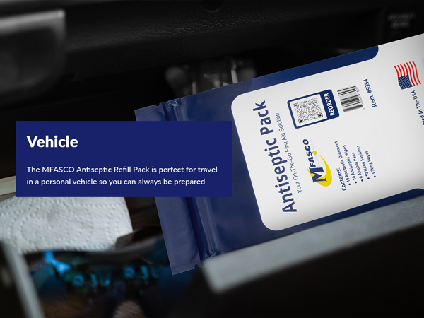 glove box compartment travel personal work vehicle travel prepared antiseptic pack refill