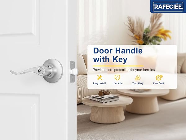door handle with lock and key