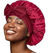 Silk Bonnet for Sleeping Satin Hair Bonnet Double Layer Adjustable Sleep Cap with Elastic Tie Band
