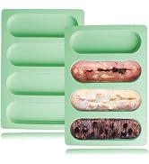 2 Pcs Eclair Mold Silicone Hot Dog Bun Molds Granola Bar Mold Nonstick & Heat proof Baking Pan Br...