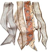 TEBIEKOY 4Pcs Fashion Scarves for Women, Multifunctional Boho Scarves Headbands Satin Scarf for B...