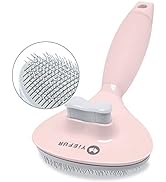 Cat Hair Brush, Soft Silicone Self Cleaning Brush for Short and Long Haired Cats, Pink Pet Groomi...