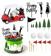 Hooqict 21 Pieces Golf Cake Decorations with Mini Cart, Ball, Clubs, Red Flag Golf Cake Toppers &...