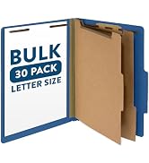 Blue Summit Supplies 30 Letter Size Dark Blue Classification Folders, 2 Dividers, 2 Inch Tyvek Ex...