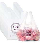 Elsjoy 500 Count Thank You Plastic Bags with Handles, 21 x 13 Inch Thank You T-Shirt Bags Bulk Re...