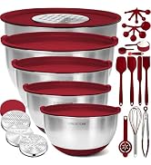 Priority Chef Premium Large 28Pc Stainless Steel Mixing Bowls with Lids Set, Non-Slip Base, Air T...