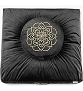 Hihealer Meditation Cushion Set Large Velvet Floor Pillow & Traditional Tibetan Yoga Bolster for ...