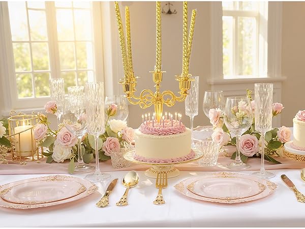 pink plastic plates