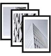 ELSKER&HOME 18x24 Poster Frame Black 3 Pack, Display Pictures 16x20 with Mat or 18x24 Photos with...