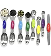 Magnetic Measuring Spoons Set Stainless Steel with Leveler, 8pcs Multicolors Measuring Cups Set f...