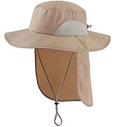 Home Prefer Outdoor Mens UPF50+ Sun Hat Wide Brim Fishing Hat with Neck Flap