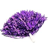 YuanHolumid Purple Cheerleading Pom Poms with Handle for Team Spirit Sports Dance Cheering Kids A...