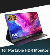 STEREN 16" Portable HDR Monitor for Laptops – Full HD Display with USB-C, HDMI, and Ultra-Slim De...