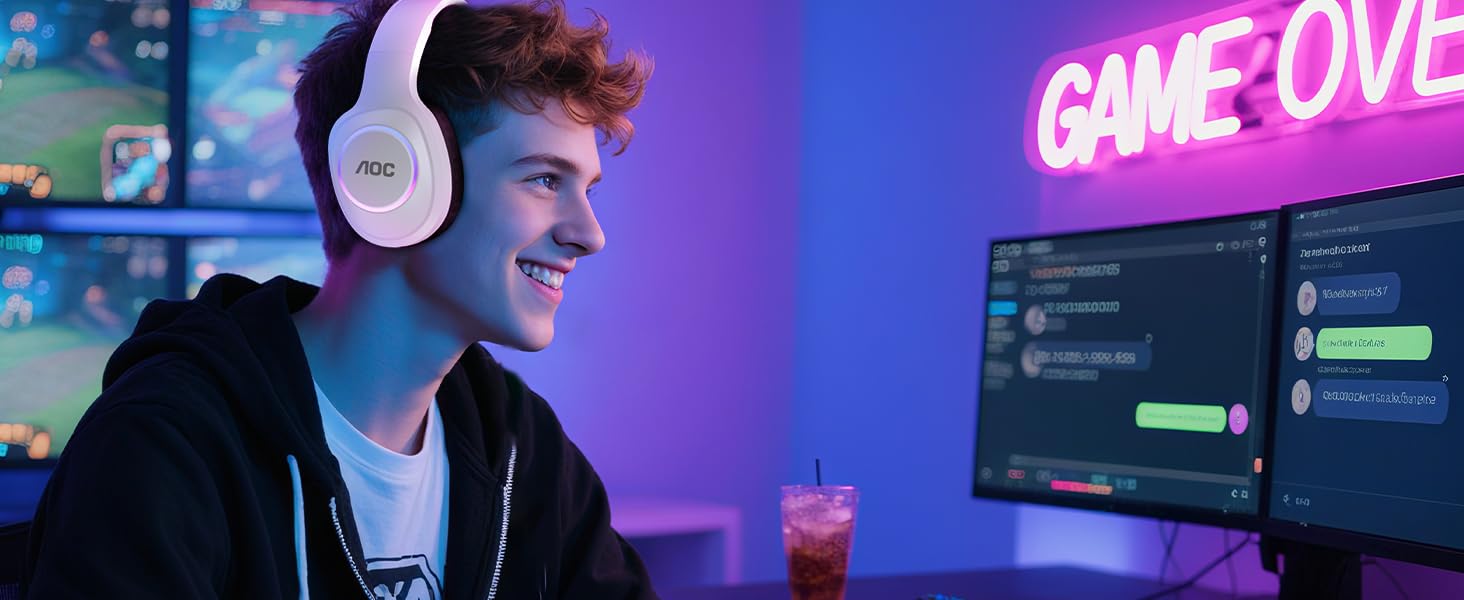 wireless ps5 headset gamer headphones with mic aoc