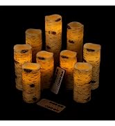 antizer Flameless Candles Birch Bark Effect Battery Operated Candles 4" 5" 6" 7" 8" 9" Set of 9 R...