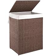 OIAHOMY Laundry Hamper with Lid, 23.8 Gal (90L) Wicker Hamper with Removable Liner Bags, Handwove...