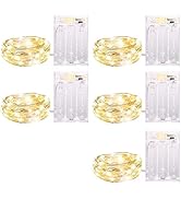 5 Pack Fairy Lights Battery Operated, 7 Feet 20 Led String Lights with Timer, Waterproof Firefly ...
