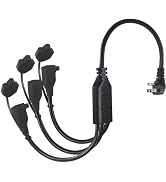 18 Inch 1 to 3 Way Power Splitter Extension Cord - 1.5FT 3-Outlet Power Splitter 90-Degree Flat P...