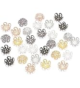 100Pcs Shiny Vintage Filigree, 8mm Silver Flower Bead End Caps Metal Bead Caps for Jewelry Making...