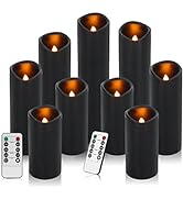 antizer Flameless Candles Led Candles Pack of 9 (H 4" 5" 6" 7" 8" 9" x D 2.2") Black Real Wax Bat...