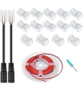 GXILEE 2 Pin 8mm Cob LED Strip Light Connectors Kit, Cob Strip to Wire Quick Connection Without S...