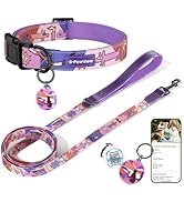 PawView Dog Collar and Leash Set, QR Tag Adjustable Pet Collar, 5 FT Heavy Duty Dog Leash, Padded...