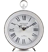 NIKKY HOME Vintage Table Clock with Beads, Shelf Desk Top Clock Battery Operated Rustic Design, C...