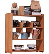 KAOTGOT Coffee Cup Holder for Countertop Walnut Wood Coffee Mugs Holder for Kitchen Mug Display R...