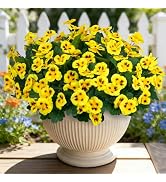 Ouddy Decor 15 Bundles Artificial Flowers for Outdoors, 15" Fake Pansies Silk Flowers UV Resistan...
