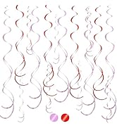 BEISHIDA Red Pink Hanging Swirls Party Decorations Plastic Streamer for Bachelorette Hanging Orna...