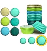 qiqee Jumbo 300-Count Cupcake Liners Cupcake Cups Food Grade 6 Solid Green Colors Cupcake Papers ...