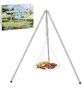 Stainless Steel Campfire Tripod for Cooking, HaSteeL Camping Tripod Grill with 17” Folding Grate,...