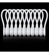 Kanemc White Magnetic Cable Ties 10-Pack, Silicone Cord Twist Ties Magnet Strap For Charging Wire...
