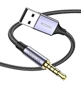 MOSWAG USB to 3.5mm TRRS Audio Jack Adapter with Microphone, USB Male to 3.5mm AUX Stereo Audio C...