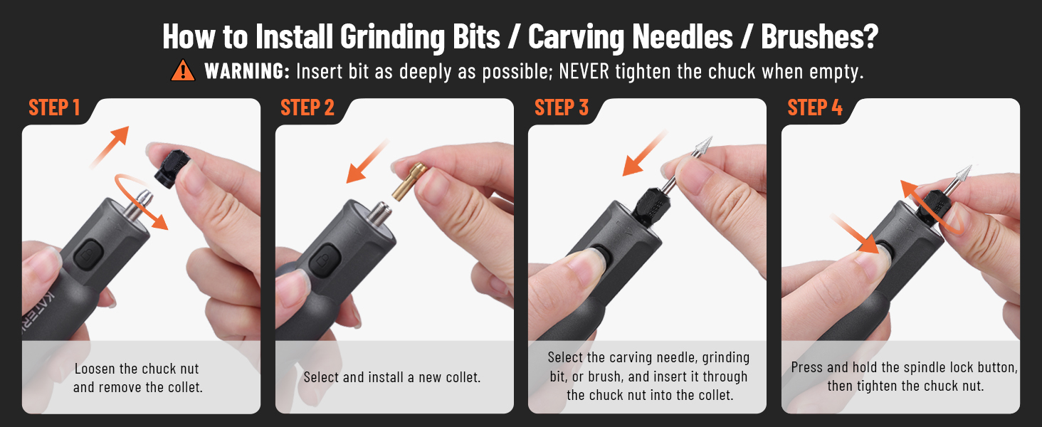 Simple steps for attaching sanding accessories, supporting smoothing/finishing tasks.