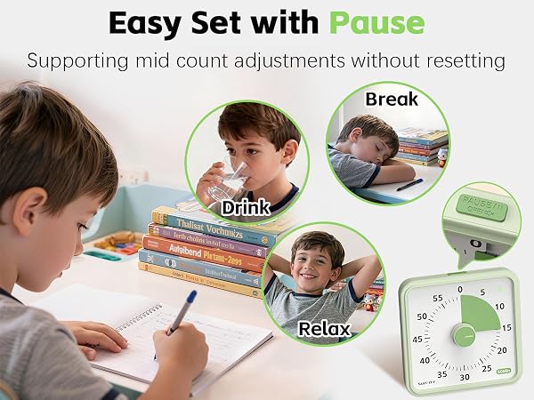 Large visual timer for studying wih pause function