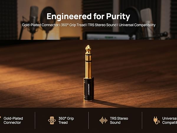 3.5mm to 1/4'' Stereo Audio Adapter, 3.5mm to 1/4'' (6.35mm) Headphone Adapter
