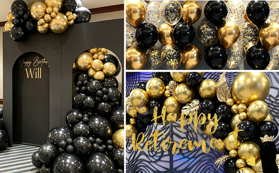 black and gold balloons