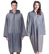 Cosowe Rain Ponchos for Adults Reusable, 2 Pcs Raincoats Emergency for Women Men with Hood and Dr...