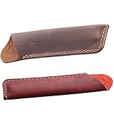 DOITOOL 2pcs Vintage Cowhide Pen Case Set Handmade Leather Pencil Pouch Retro Ballpoint Pen Holde...