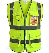 HPHST Multi-Pocket Reflective Safety Vest for Women and Men High Visibility Construction Worker Vest