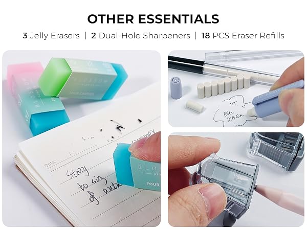 erasers and sharpeners